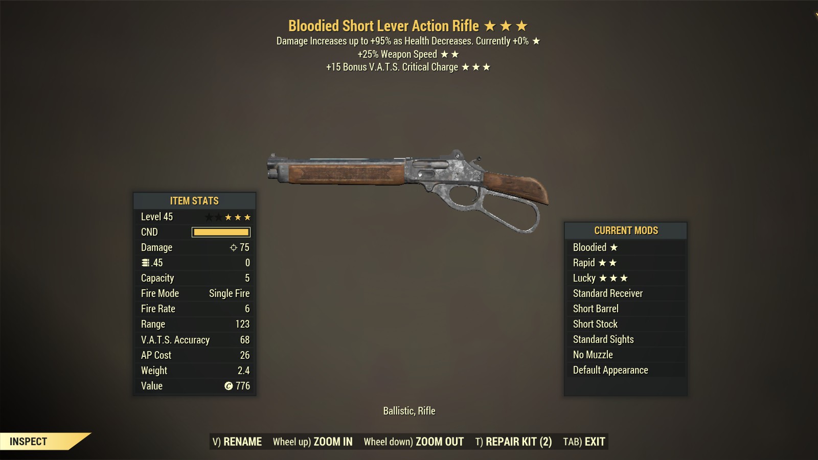 Bloodied【Rapid +Lucky】Lever Action Rifle